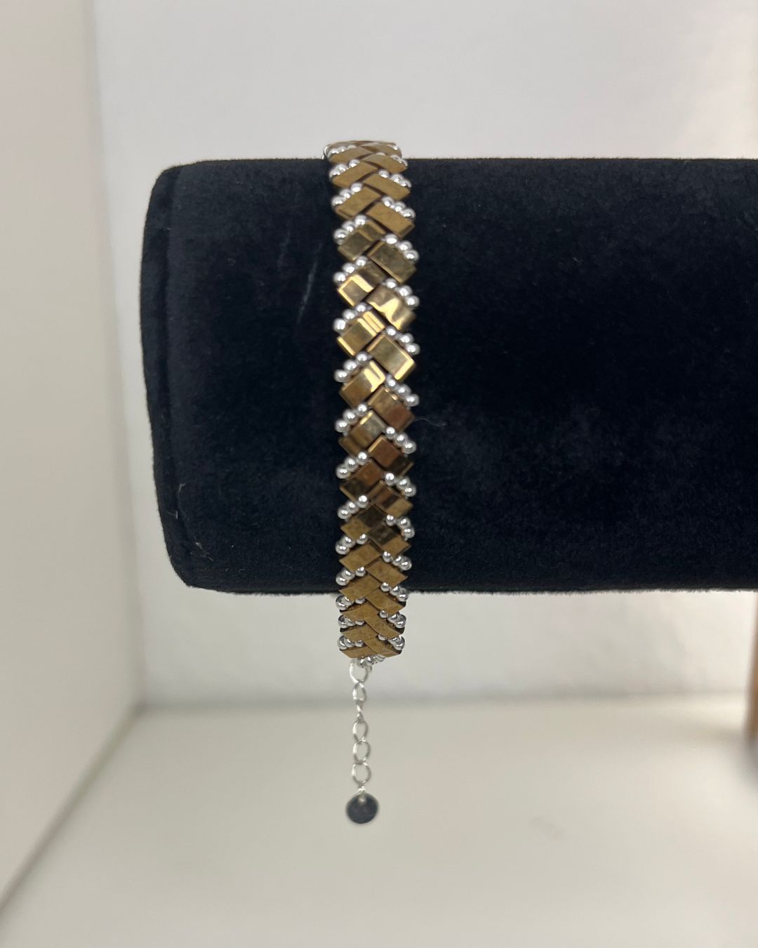 Herringbone armbånd kobber og sølv